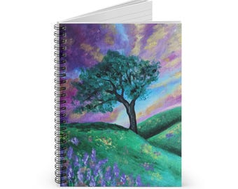 Spring Tree Notebook | Spiral Ruled Journal | Original Painting