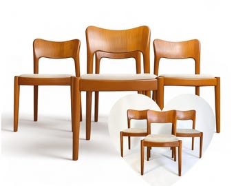 1/7 Danish Iconic Solid Teak Organic Dining Chair Design by Niels Koefoed Hornslet  Mid-Century Scandinavian 60s 70s Modern Vintage  Denmark
