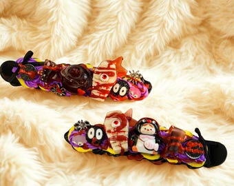 Kawaii Goth Hair Clips for Halloween and Cosplay Costume, Handmade Alternative Y2k Hair Accessories