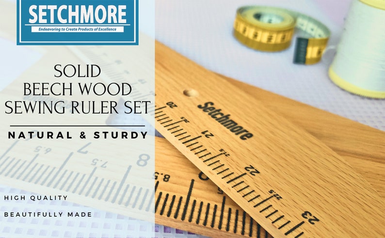 Setchmore Handmade 7 PCS Beechwood Sewing Ruler Set, Vintage Pattern ...