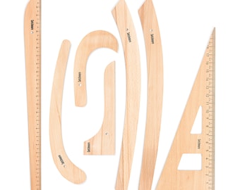 Setchmore 7 PCS Beechwood Pattern Making Ruler Set, Dressmaking & Tailoring French Hip Vary Form Curves, Sewing Tools