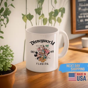 Vintage Disneyworld Mug, Retro Est 1971 Disney Cup, Florida Vacation Mug, Magical Walt Disney Coffee Mug