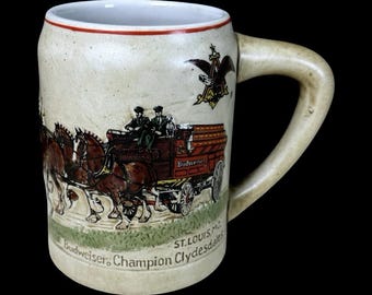 Budweiser Champion Clydesdales Beer Stein Mug by Ceramarte St. Louis MO