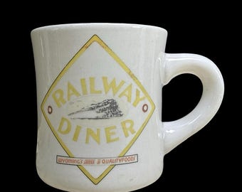 Tazza da caffè vintage con pubblicità di qualità "Wyoming Railway Diner".
