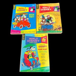 3 Vtg 70s Walt Disney Comics Digest #28 #36 #43 - Gold Key Comics - Goofy Mickey