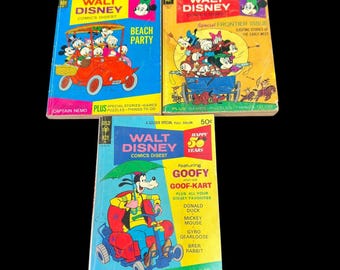3 Vtg 70s Walt Disney Comics Digest #28 #36 #43 - Gold Key Comics - Goofy Mickey