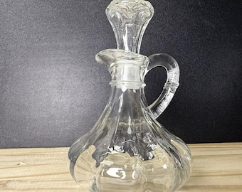 Vintage Anchor Hocking MCM Vinegar Oil Cruet Decanter Bottle & Glass Stopper