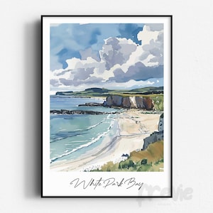 Impression de voyage White Park Bay, sans cadre, art mural, Irlande du Nord