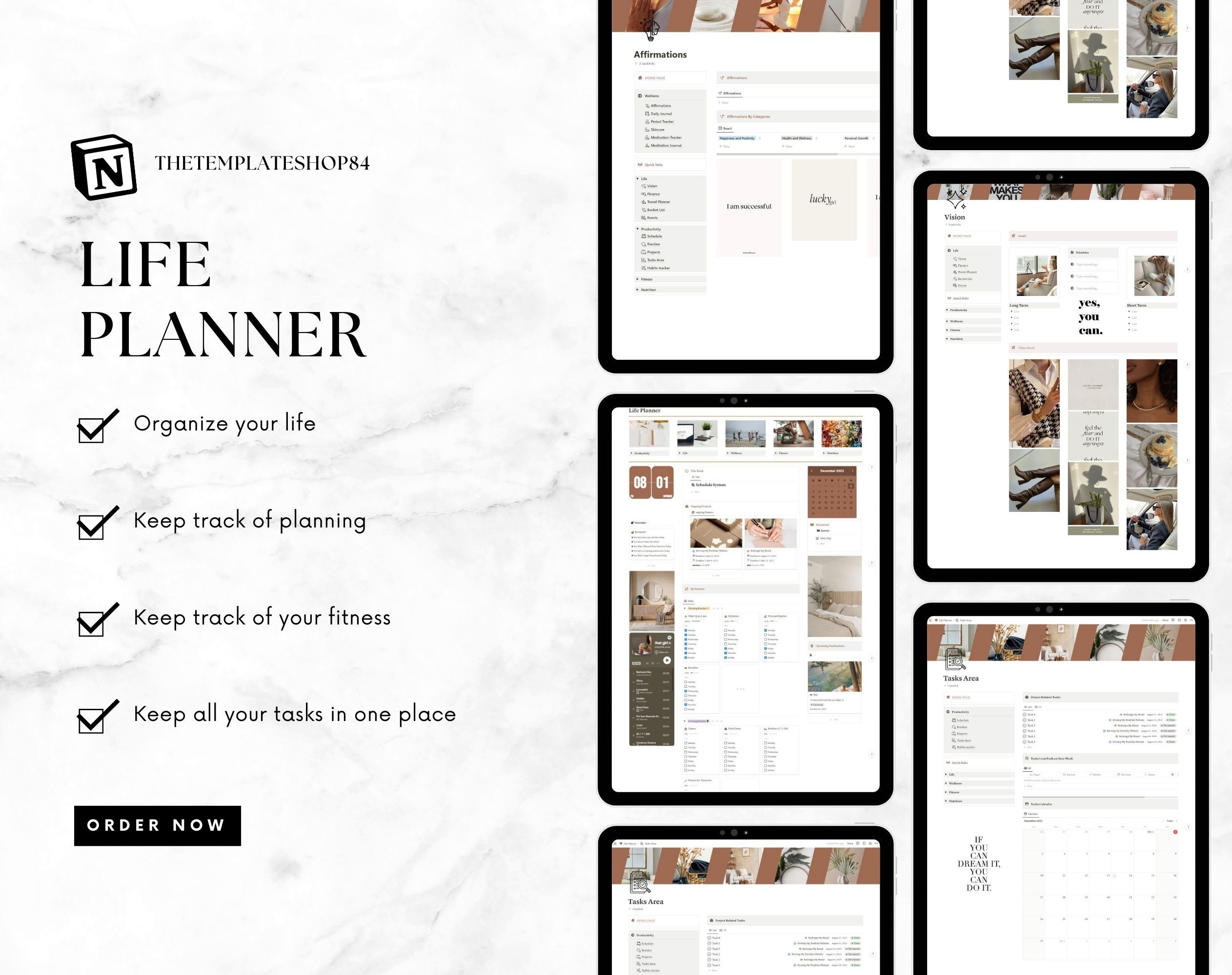 Notion Life Planner Template | Aesthetic Digital Planner | Editable 1 ...