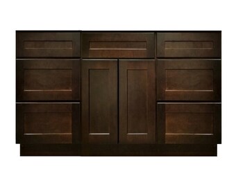 Espresso 60 Inch Shaker Bathroom Vanity, Single Sink Vanity, Bathroom Cabinet Espresso