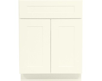 24" Antique White Shaker Bathroom Vanity - 24 Inch Double Door Sink Base Vanities - 24 in. Wide x 34.5 in. High x 21 in. Deep