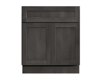 24" Bathroom Vanity, Gray Stained Shaker Vanity, Double Door Cabinet, Single Sink Base Vanity - 24 in. Wide x 34.5 in. High x 21 in. Deep