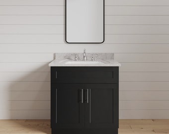 24 inch Black Bathroom Vanity, Single Sink Black Vanities, Black Painted Cabinets - 24 in Wide x 34.5 in High x 21 in Deep