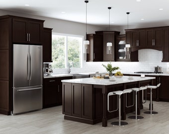 Java Shaker Kitchen Cabinets Wood Kitchen Cabinets, Kitchen Storage, Modern Farmhouse Decor, Solid Wood Cabinet, Free Quote