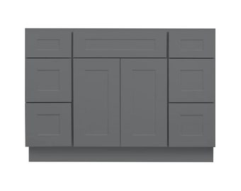 48 Inch grey shaker bathroom vanity Cabinet, Vanity  - 48" W x 34.5" H x 21" D