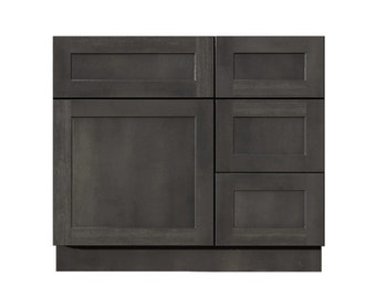 30" Bathroom Vanity With Drawers, Grey Stained  Shaker Bathroom Cabinet, Single  36in W x 34.5in H x 21in D Bathroom Cabinets