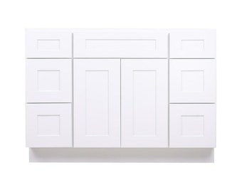 White 60 Inch Shaker Bathroom Vanity, Single Sink Vanity, White Bathroom Cabinet