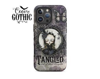 GOTH GIRL TANGLED Dark Gothic Butterfly iPhone Grunge Distressed Black Feather Tough Case iPhone Cover