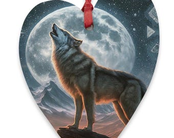 Wolf Wooden Ornament Indigenous Spirit Animal Magnet Nature Lovers Kitchen Decor