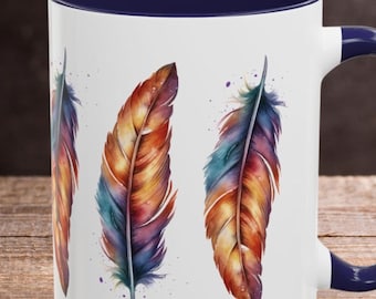 Native inspired Feather mug|Tribal feather Mug|Native American coffee an tea Lovers Gift|Indigenous feather lovers mug|Native American pride