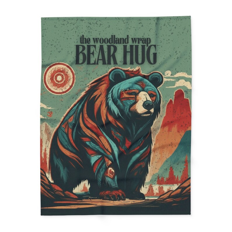Bear Hug Fleece Throw Spirit Animal Bear Blanket Native American Animal lovers gifts image 3