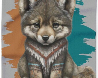 Wolf Lovers Fleece Native Spirit Animal Arctic Fleece Blanket Animal Lover Native Wolf gift Wild Spirit Blanket Indigenous home decor