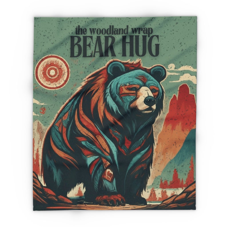 Bear Hug Fleece Throw Spirit Animal Bear Blanket Native American Animal lovers gifts image 2