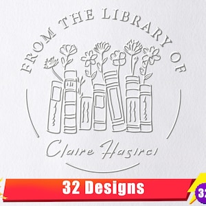 Buchprägung personalisiert | Benutzerdefiniert aus der Bibliothek des Buchstempels | Bibliotheksprägegerät | Exlibris | Geschenk für Buchliebhaber | Abschlussgeschenk