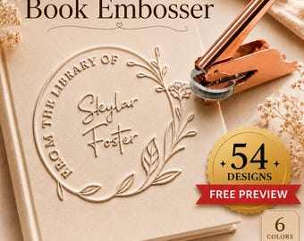 Individuelle Buch Prägezange | Personalisierter Ex Libris Stempel | Bibliothek Namen Prägung | Buchliebhaber Geschenk | Geschenk für Lehrer und Abschlussfeier