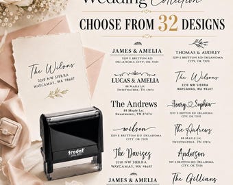 Individueller Hochzeitsadressstempel, selbstfärbender Adressstempel, personalisierter Kalligraphie Stempel für Einladungen, Save the Dates, Umschläge