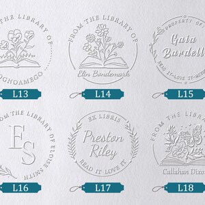 Personalized Book Embosser Stamp - Custom Library Seal With Name, Floral Logo Design - View #4
