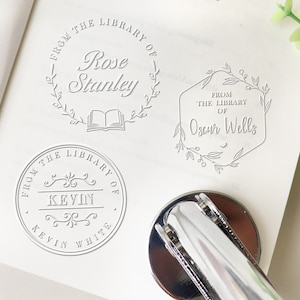 Embosseuse de livres personnalisée | Tampon pour embosseuse de bibliothèque personnalisé | De la bibliothèque de timbres | Embosseur Ex Libris | Cadeau pour les amoureux des livres