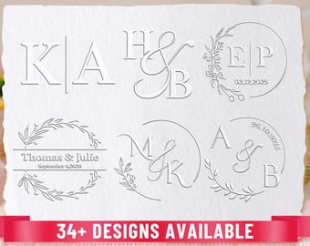Personalisierter Buch Prägestempel - Hochzeitsprägestempel mit Monogramm - Initialen Prägestempel - Prägestempel für Bücherliebende