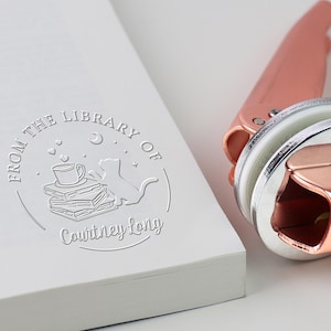 Book Embosser Personalizado | Personalizado da Biblioteca de Carimbo de Livro | Library Embosser | Ex Libris | Presente para Amantes de Livros | Acessórios para Livros