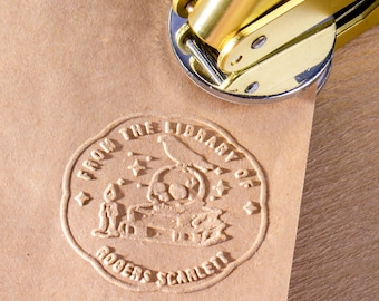 Personalized Moon Book Embosser Magic Protection Seal Custom Ex Libris Stamp From the Library of Gift for Book Lovers