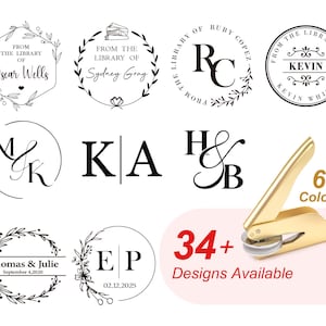 Timbro per libri personalizzato - Timbro per monogramma personalizzato per matrimonio - Timbro per iniziali del nome - Timbro per biblioteca - Regalo per amanti dei libri