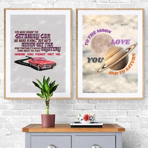 Set of 2 Taylor Wall Art Poster, seven - Folklore, Getaway Car - Reputation, Subtle Swiftie Aesthetic Home Decor, Dorm Art, Digital Download