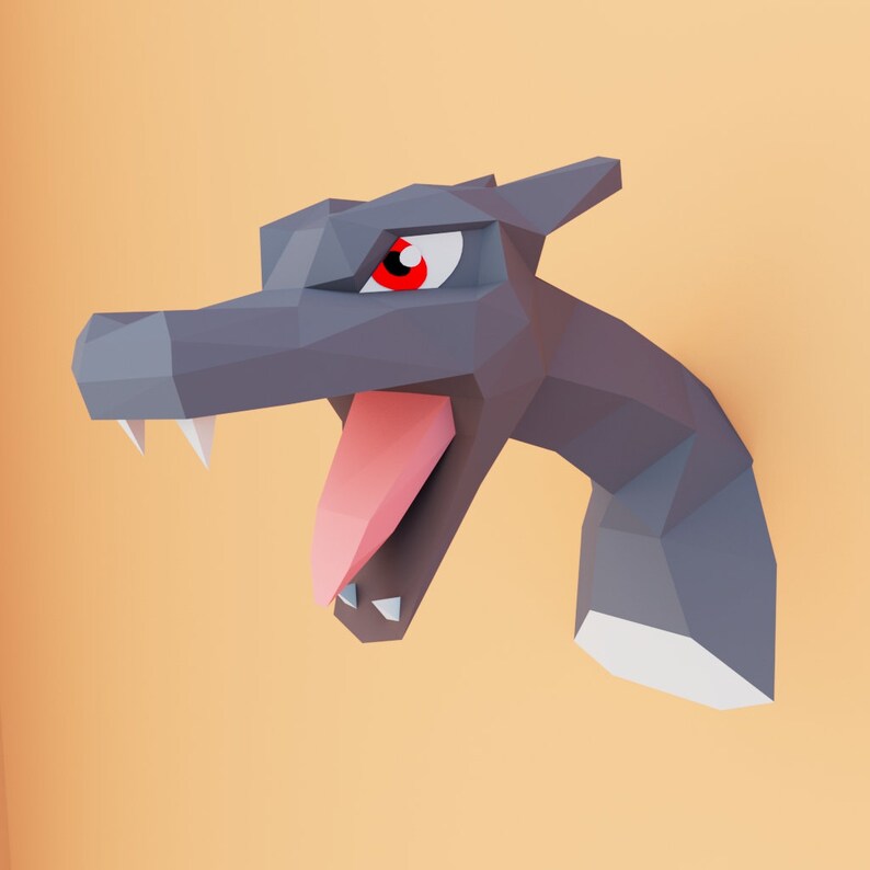 Harizard Craft Papercraft Charizard pokemon cabeza para pared pdf - Etsy México