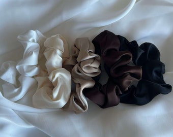 Silk Scrunchie SET 5pc, SILK Satin scrunchies, corbata de seda para el cabello, accesorios para el cabello, diadema, scrunchy, diadema, cabello vegano, regalo para ella