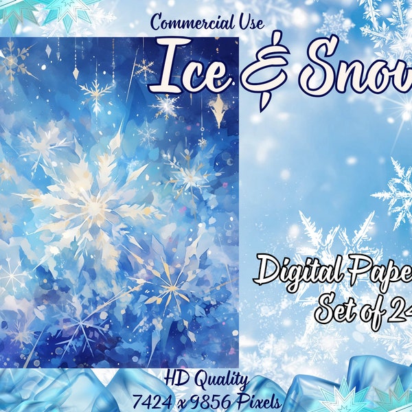 Ice and Snow Digital Papers - Pack of 24 - 3:4 Ratio - Commercial Use