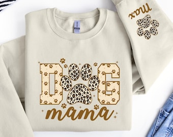 Dog Mama Leopard Sleeve Design Sweatshirt, Dog Lover , Dog Mama , Mom Life , Mama Sublimation, Mama , Sublimation Designs