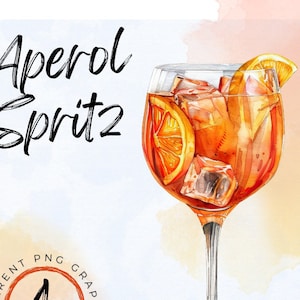 Aquarell Clipart Cocktails Aperol Spritz | Cocktail trinken Clipart | Aperol Spritz Illustration | Aquarell Cocktail Icons | Mixgetränke