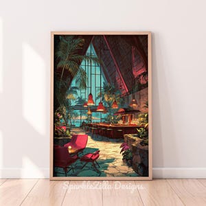 Vintage Tiki Bar Printable Wall Art | Moody Tiki Bar Wall Art | Vintage Pulp Style Tropical Bar | Midcentury Dark Fantasy Resort Decor