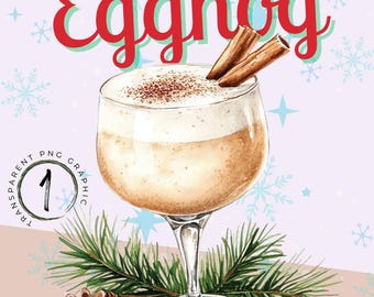 Spiked Eggnog Clipart SVG | Christmas Drinks Clipart | Watercolor Cocktails | Eggnog Clipart | Christmas Cocktails PNG | Holiday Drinks