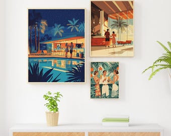 Vintage Tiki Wall Art Bundle | Retro Midcentury Tropical Bar & Resort Prints | Instant Download Tiki Decor for Home or Lounge