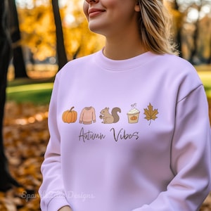 Autumn Vibes Sweatshirt | Cozy Fall Pumpkin Sweater | Thanksgiving Fall Outfit | Coffee & Books Lover Gift