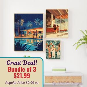 Vintage Tiki Wall Art Bundle | Retro Midcentury Tropical Bar & Resort Prints | Instant Download Tiki Decor for Home or Lounge