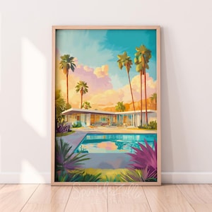 Mid Century Pool Wall Art | Retro Pool Decor | Vintage Swimming Prints | Aesthetic Wall Art for Home and Office | Midcentury Pool Vintage