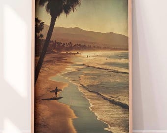 Vintage Retro Beach Print | Gallery Quality | Surfing Decor | Printable Wall Art | Beach Wall Art | Beach Themed Decor | Surfer Print