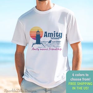Jaws 50th Anniversary Shirt | Amity Island Shark T-Shirt | Vintage Jaws-Inspired Tee | 1975 Beach Horror Shirt | Retro Movie Graphic Tee